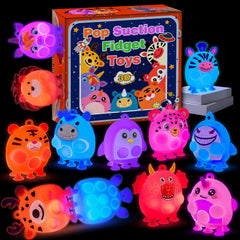 ChildFun light up animal suction pop toy set in bright colors for kids' playtime.
