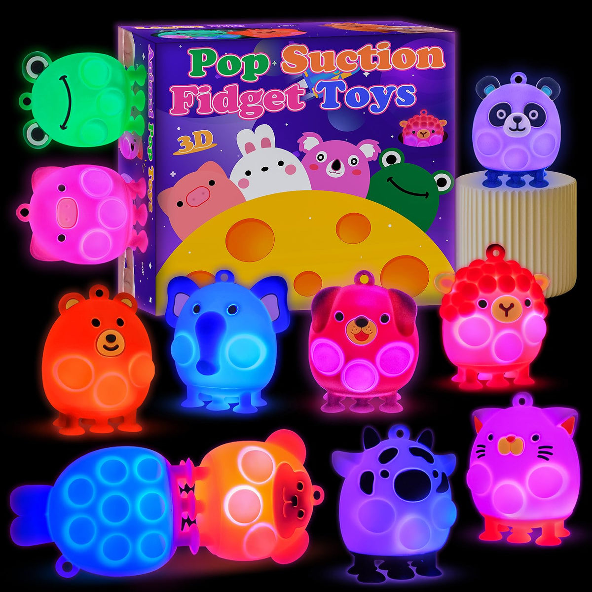 ChildFun light-up elephant suction toy for kids, fun party favor and sensory play.
