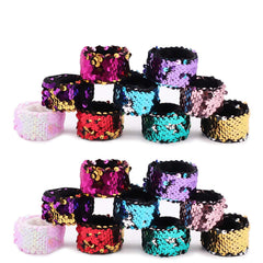Childom slap bracelets with two-color sequin patterns for playful color changes