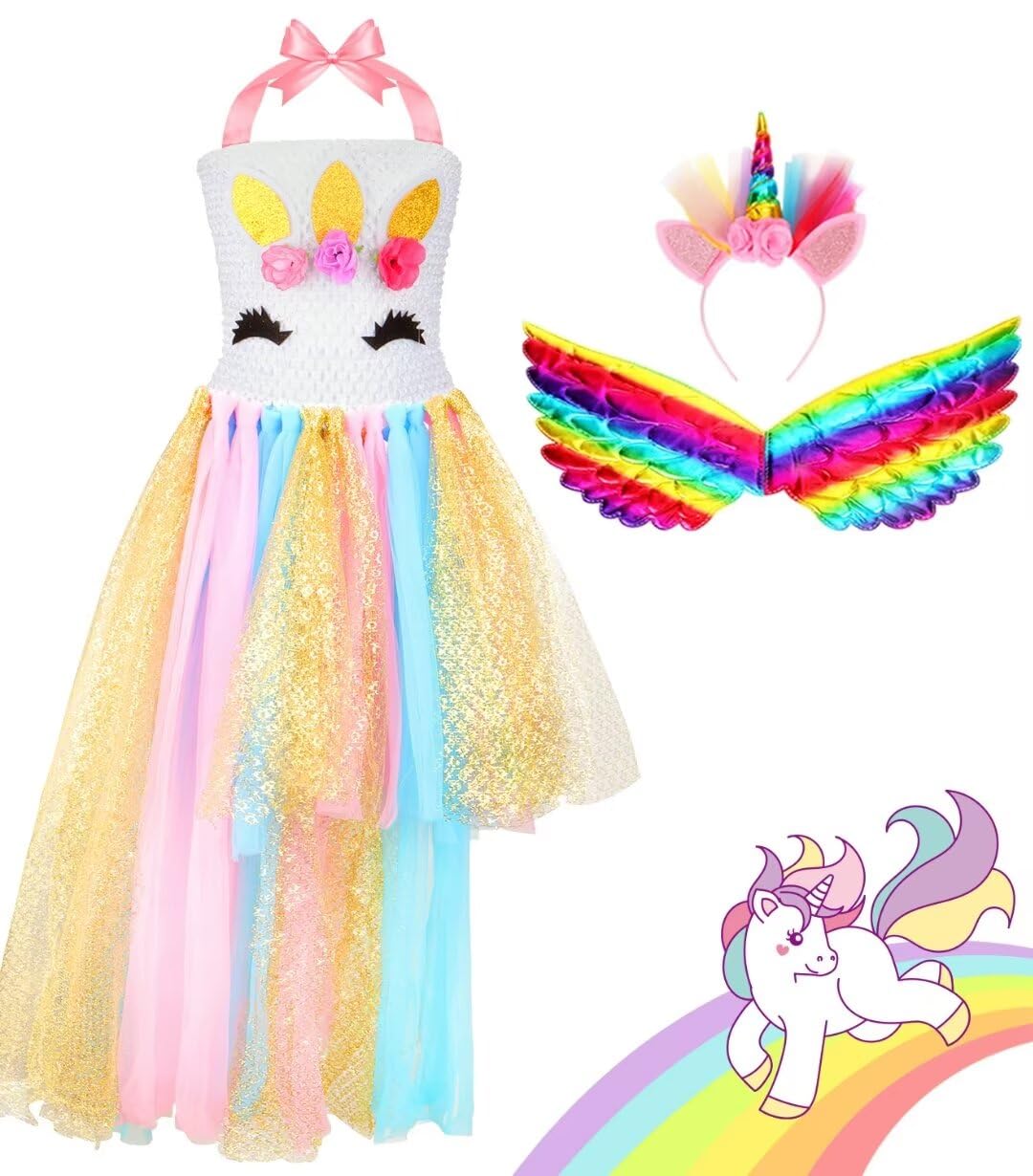Chillife rainbow unicorn outfit sparks creative role-play with sparkling details.