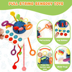Chillife shape-sorter cube aids color recognition and sorting.