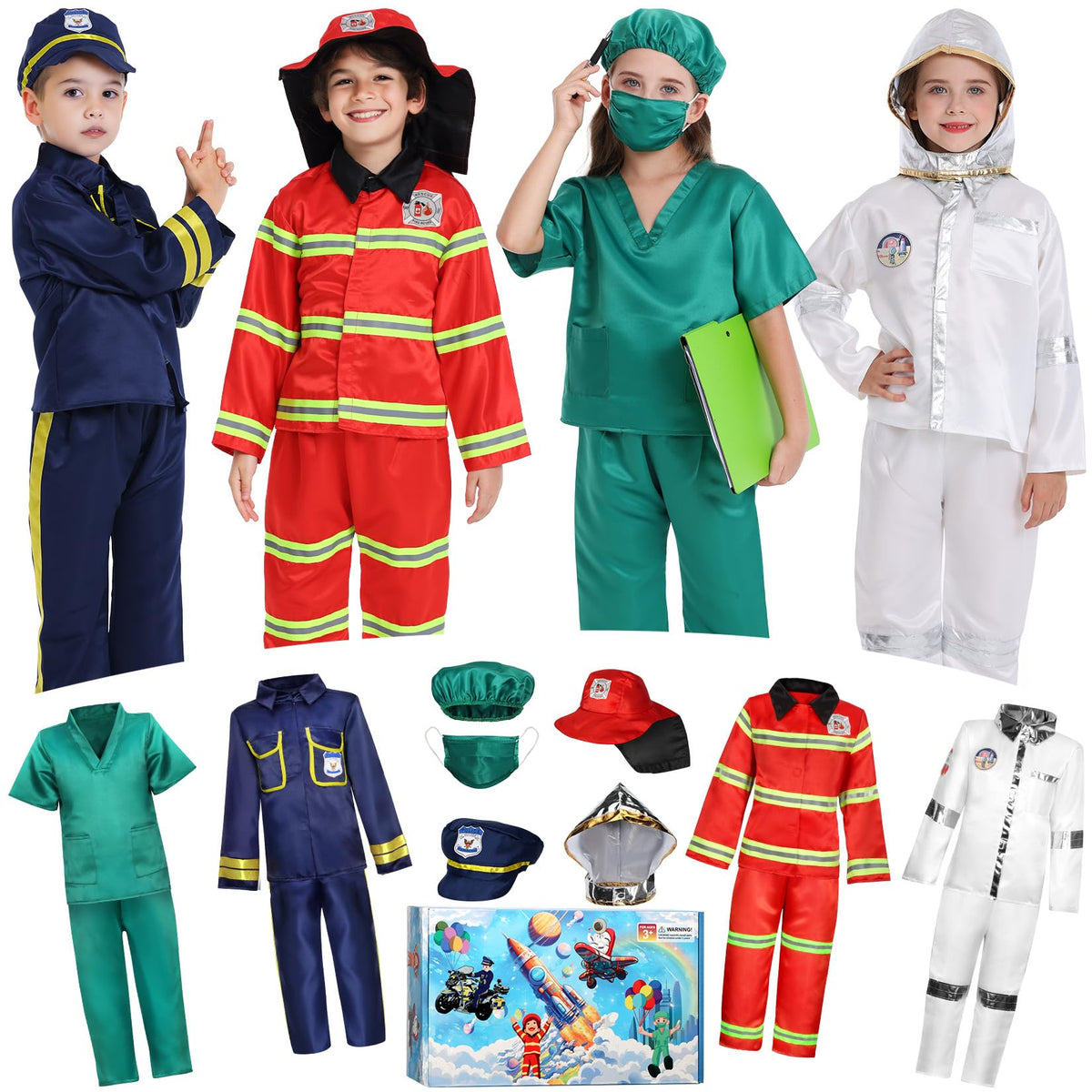 Chillife firefighter costume set for toddlers, durable and immersive pretend play.