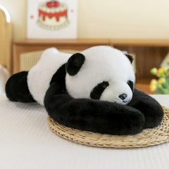 Chilsoby Panda plush pillow used as decor or lumbar support on a sofa