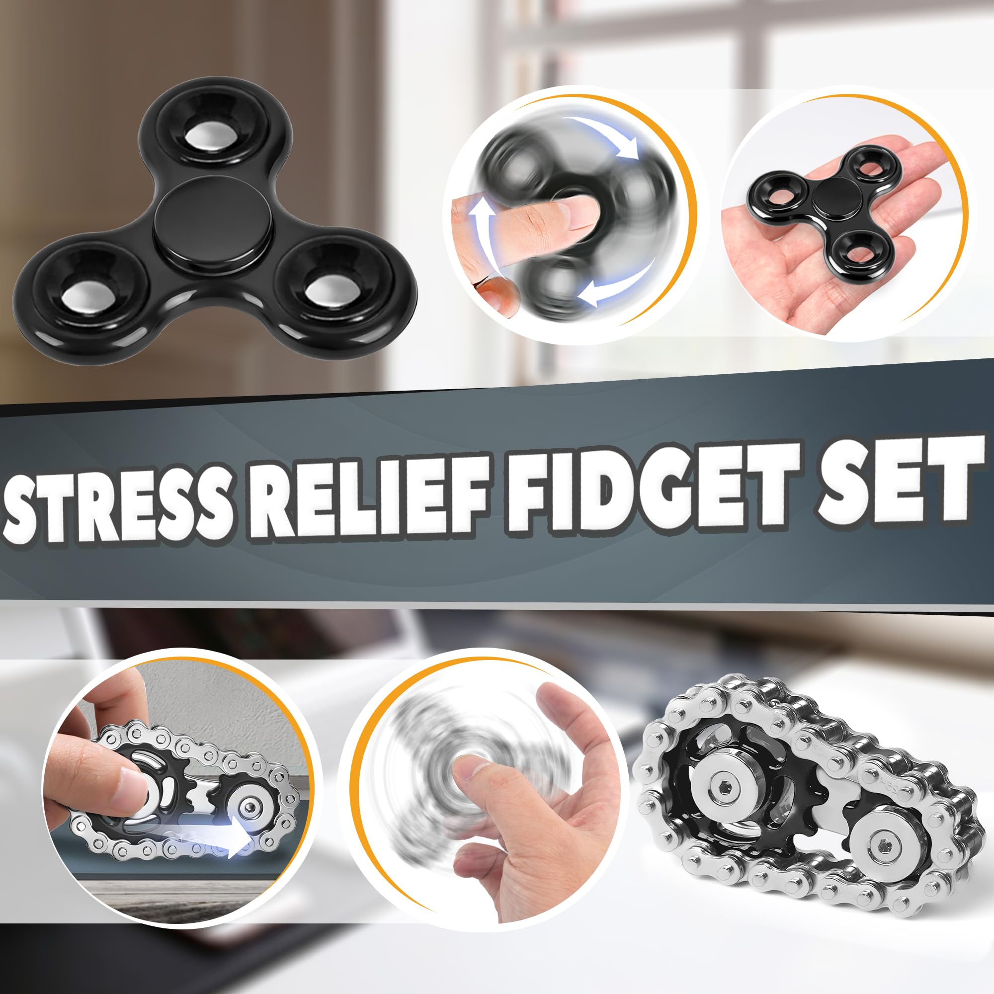 Chilvil 3-in-1 fidget spins, clicks, and slides