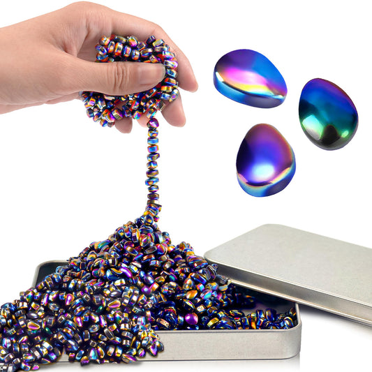 Chilvil 500pc magnetic fidget beads in a tin for tactile stress relief.