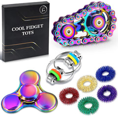 Chilvil 8Pcs fidget rings in vibrant colors for stress relief and sensory stimulation