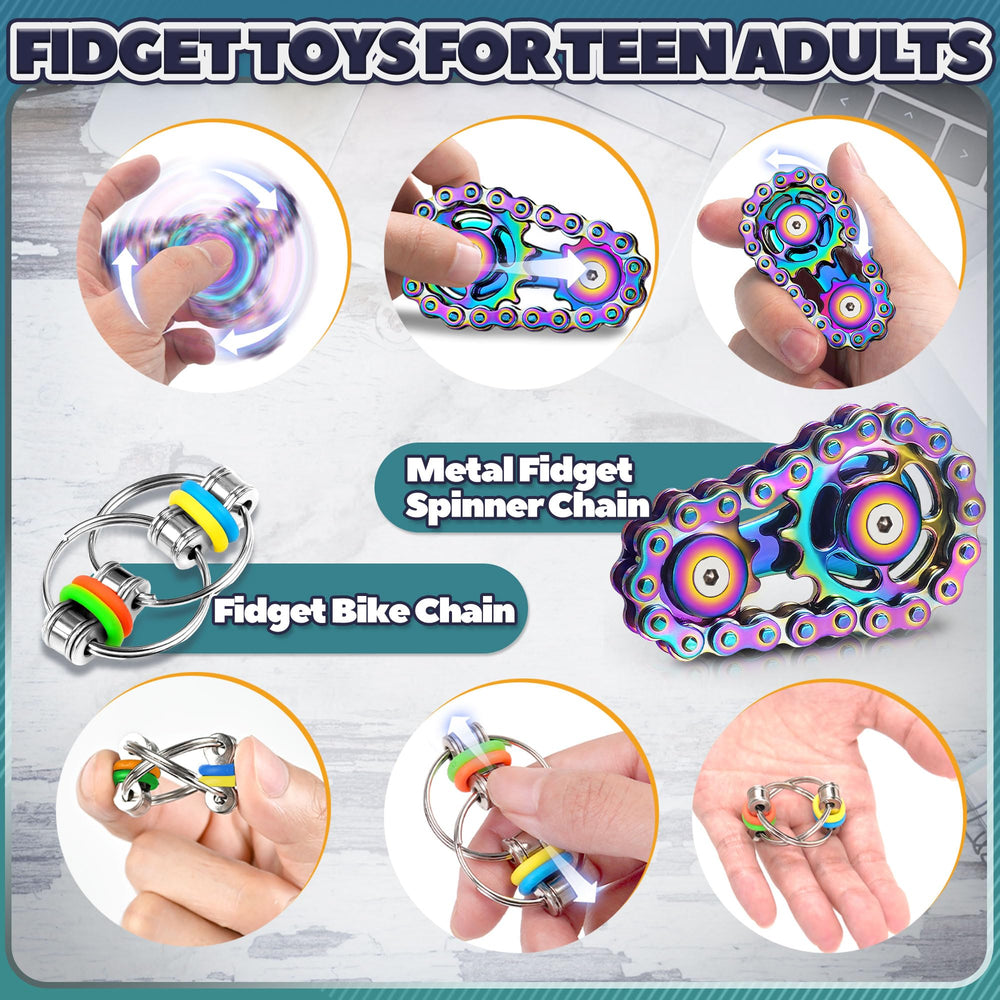 Chilvil fidget bike chain spinner with tactile motion and momentum