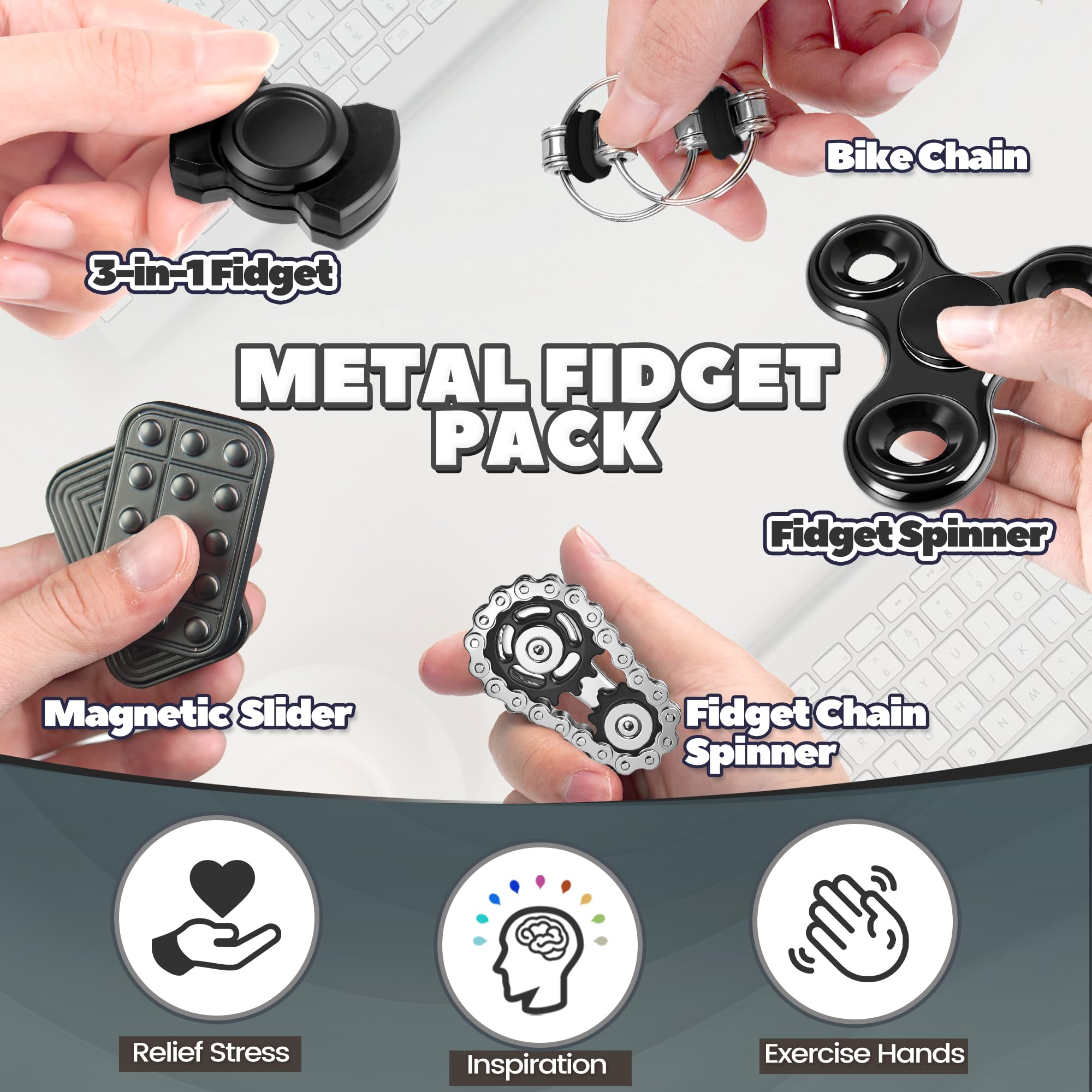 Chilvil metal fidget chain providing tactile engagement