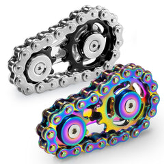 Chilvil Rainbow Black fidget spinner close-up showing durable stainless steel for long-lasting focus during work.