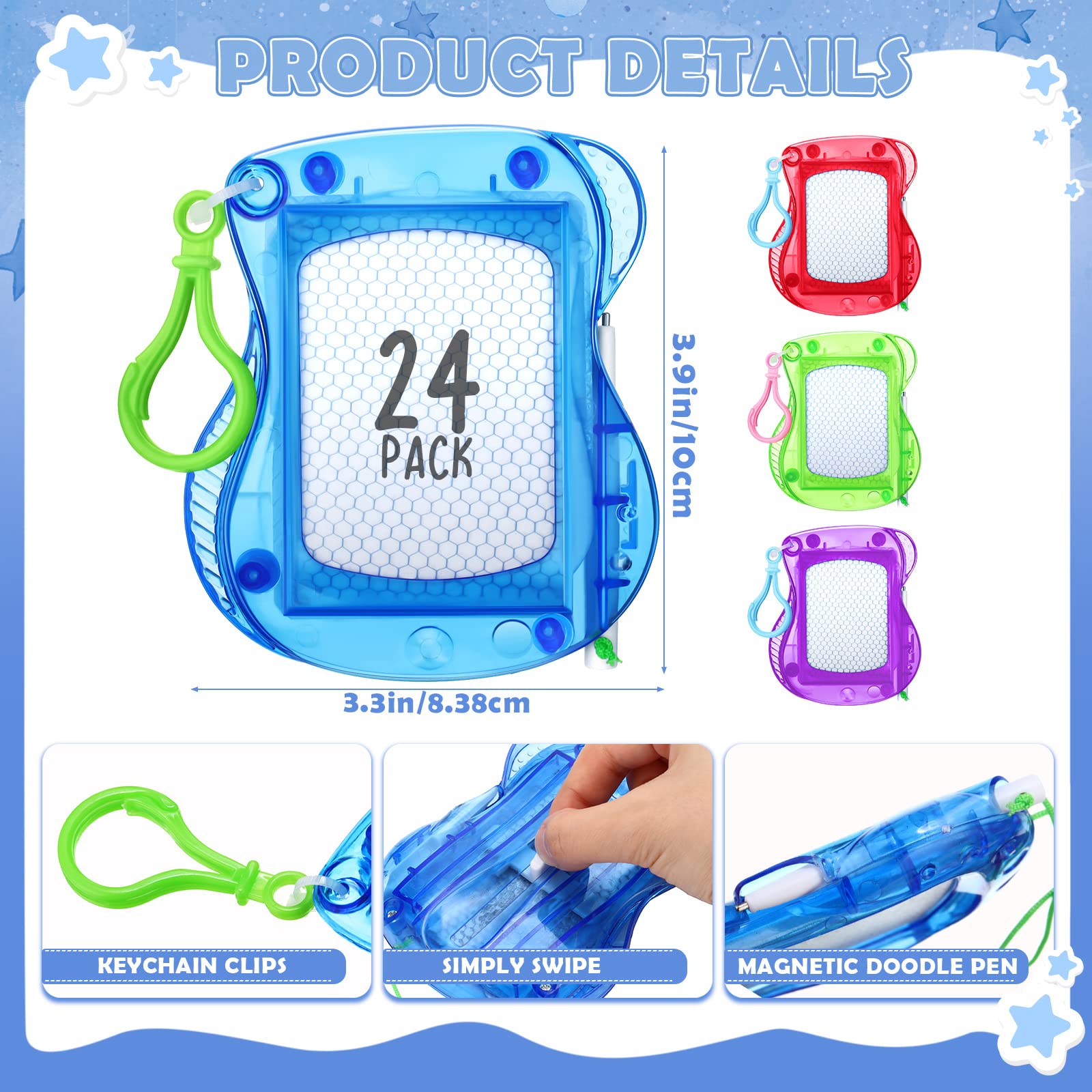 Chinco colored doodle board showing erasable surface for mess-free drawing