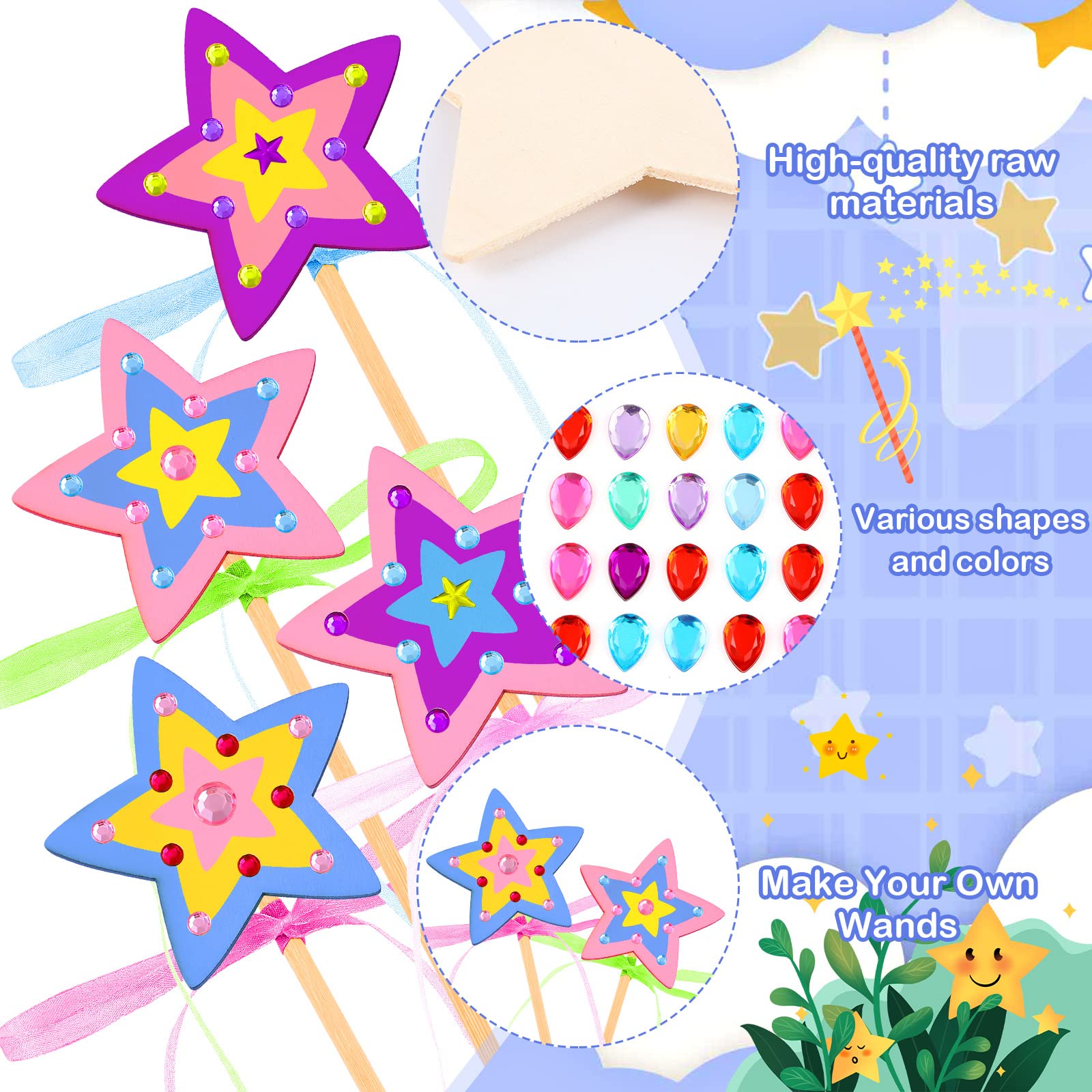 Chinco star wands with sticker sheets boost creativity and imaginative play