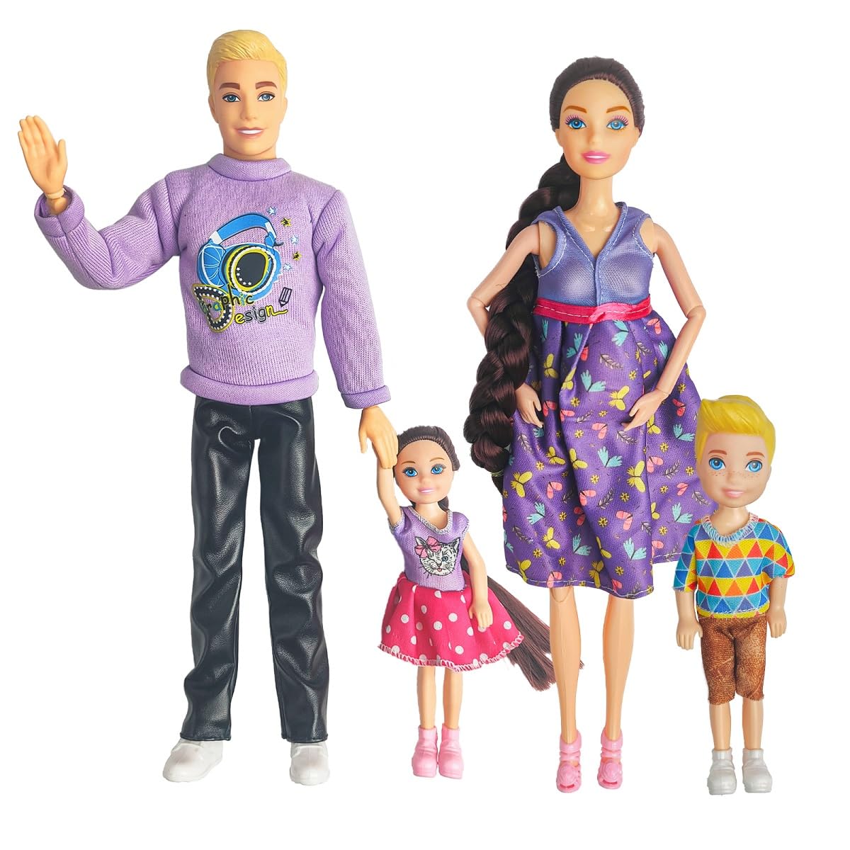 Chioldilly interactive family figures set front view for imaginative play and storytelling