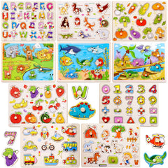 Chivao wooden peg puzzle animal theme for toddlers builds early recognition and fine motor skills