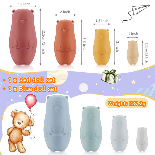 Chivao bear nesting dolls middle doll offers stackable fun to develop grip and coordination.