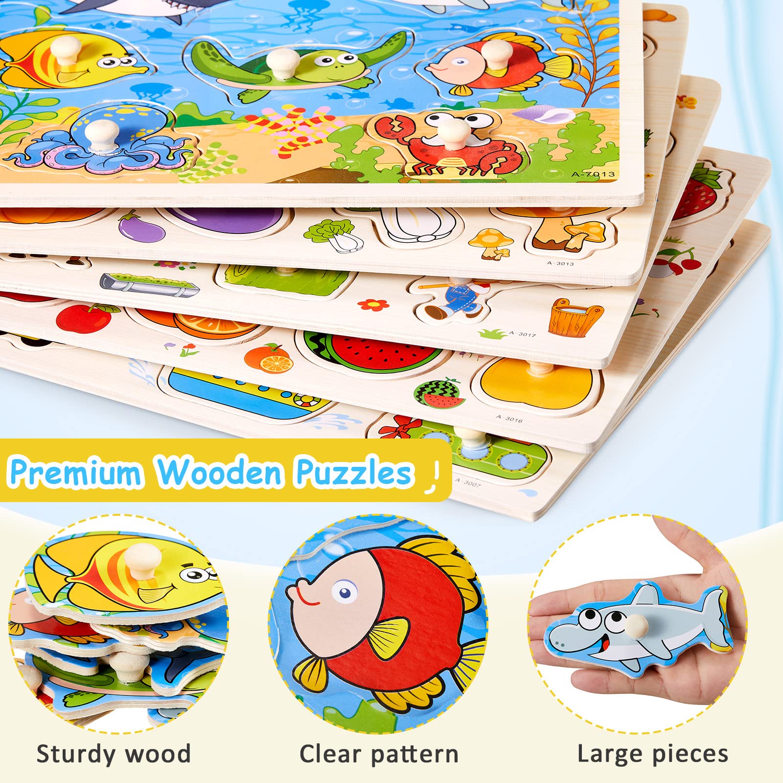 Chivao wooden peg puzzle numbers supports counting practice and hand-eye coordination