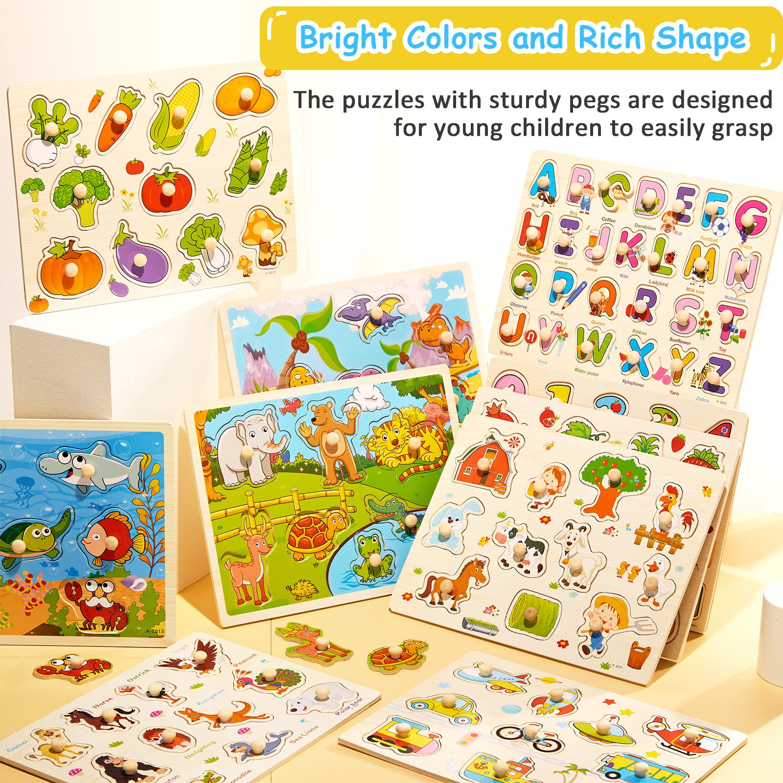 Chivao wooden peg puzzle vehicles encourages imaginative play and dexterity