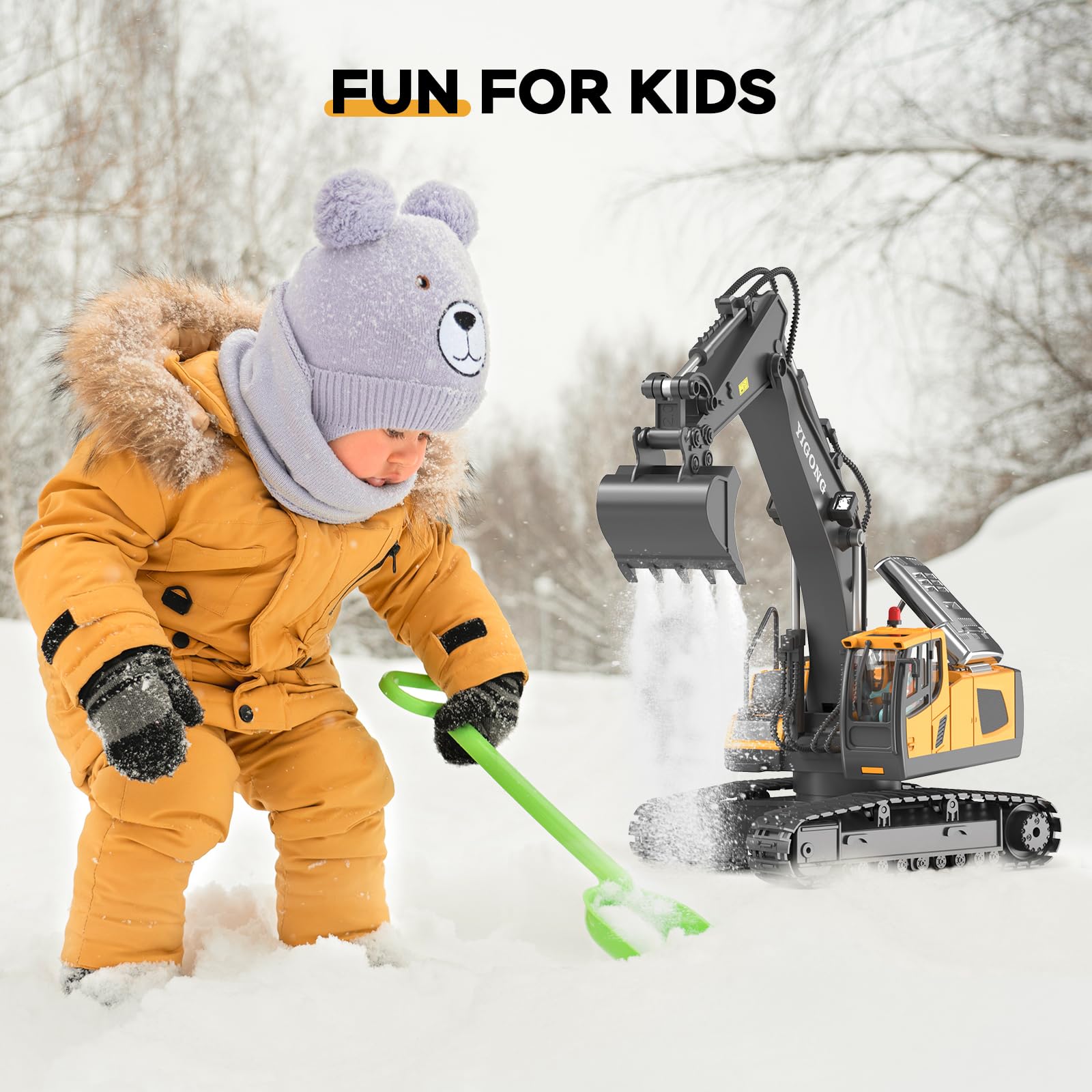 CHMYWJ RC Excavator toy lights and sound boost immersive experience.