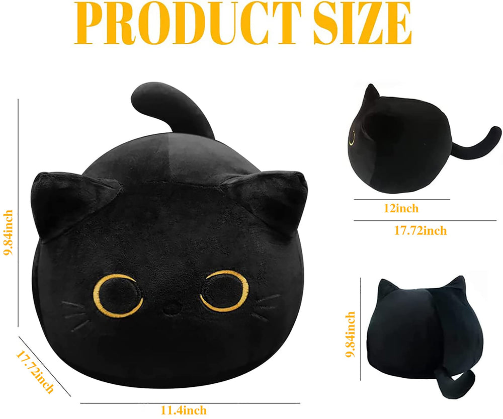 CHNBF 3D Black Cat Plush face closeup highlighting soft texture