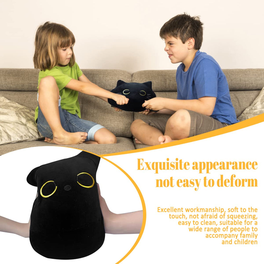 CHNBF 3D Black Cat Plush on bed enhances cozy bedroom decor
