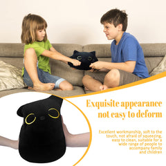 CHNBF 3D Black Cat Plush on bed enhances cozy bedroom decor