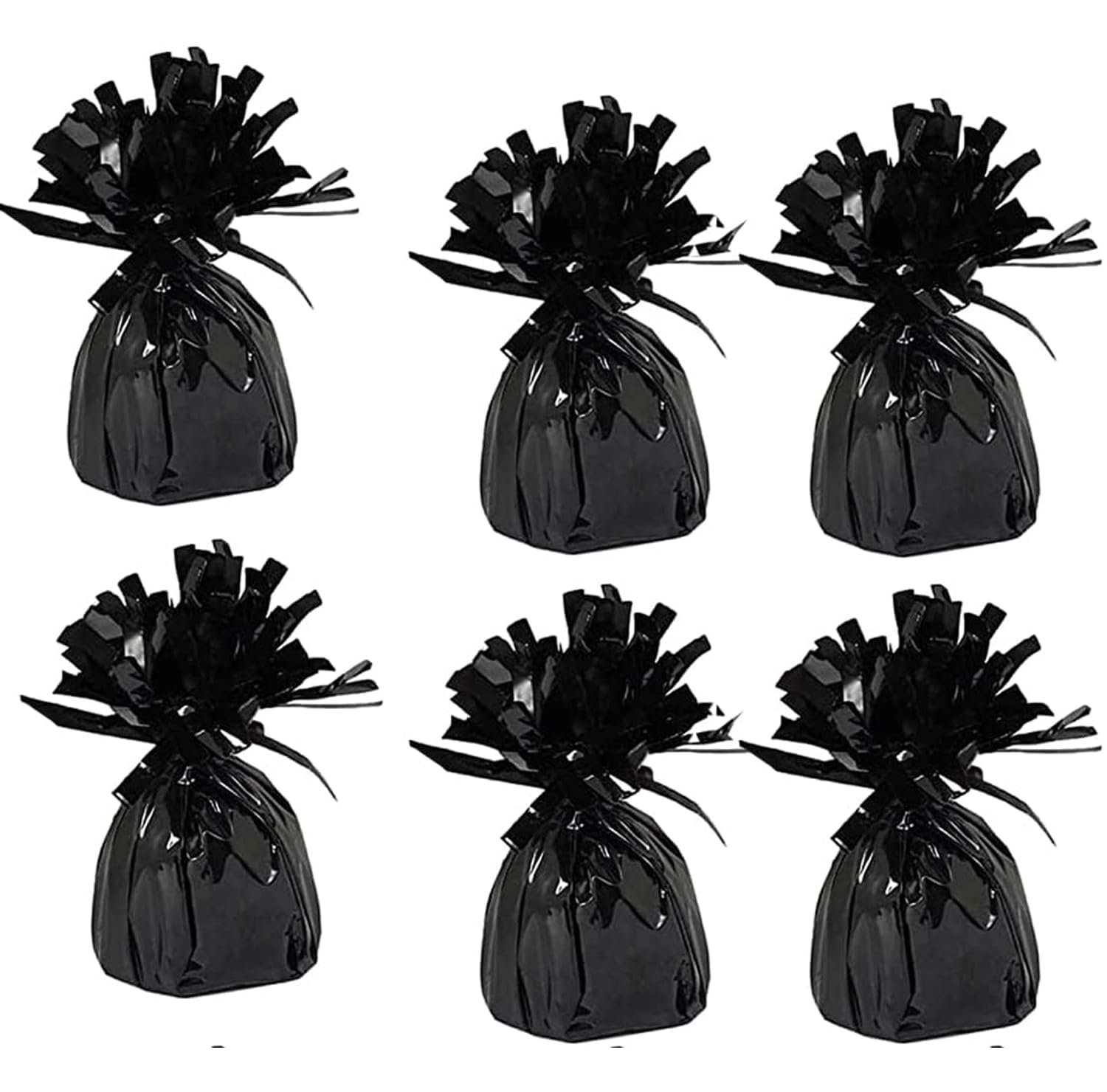 Chochkees Black Metallic Balloon Weights secure balloons with a stylish 6-pack.