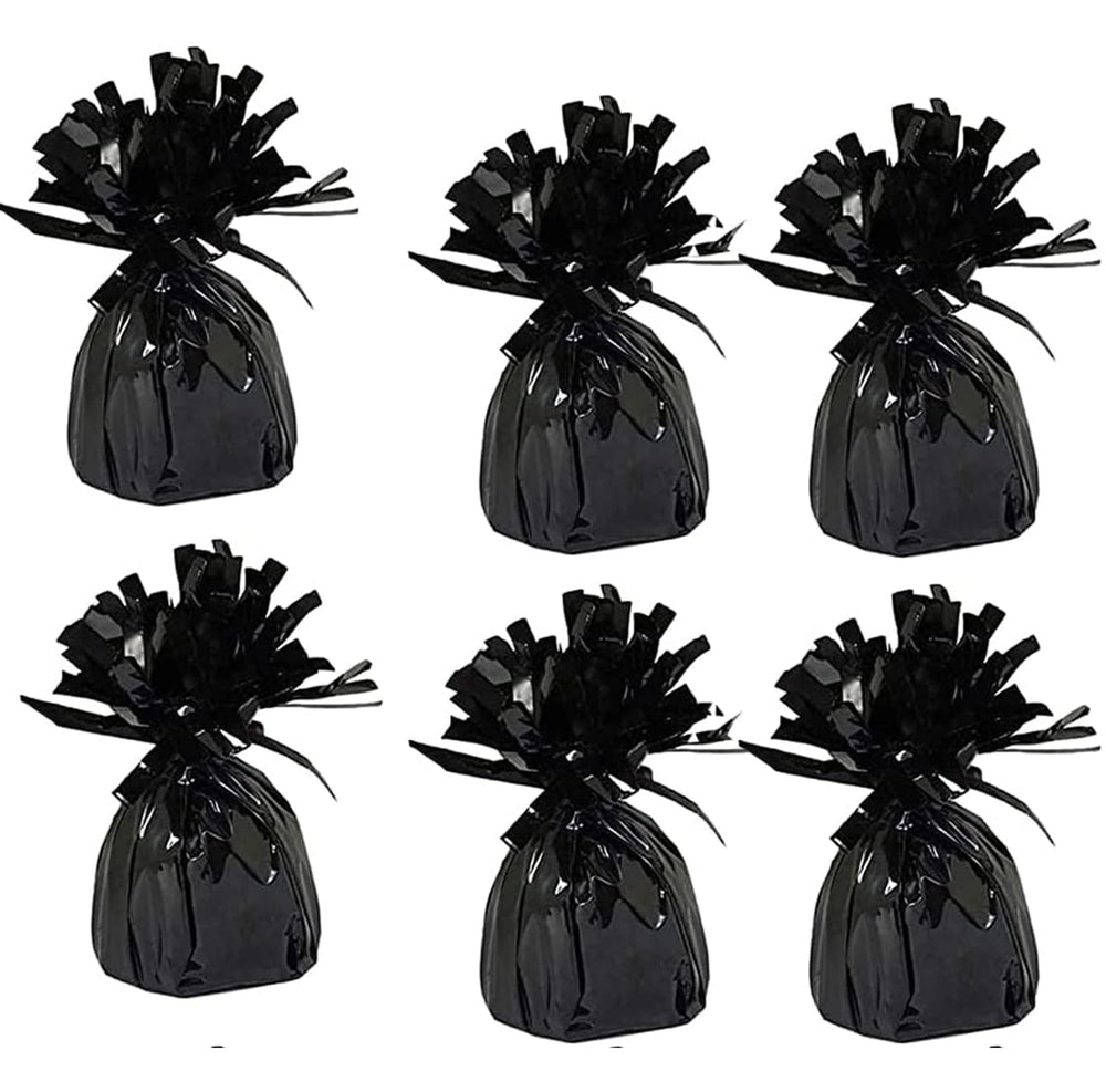 Chochkees Black Metallic Balloon Weights secure balloons with a stylish 6-pack.