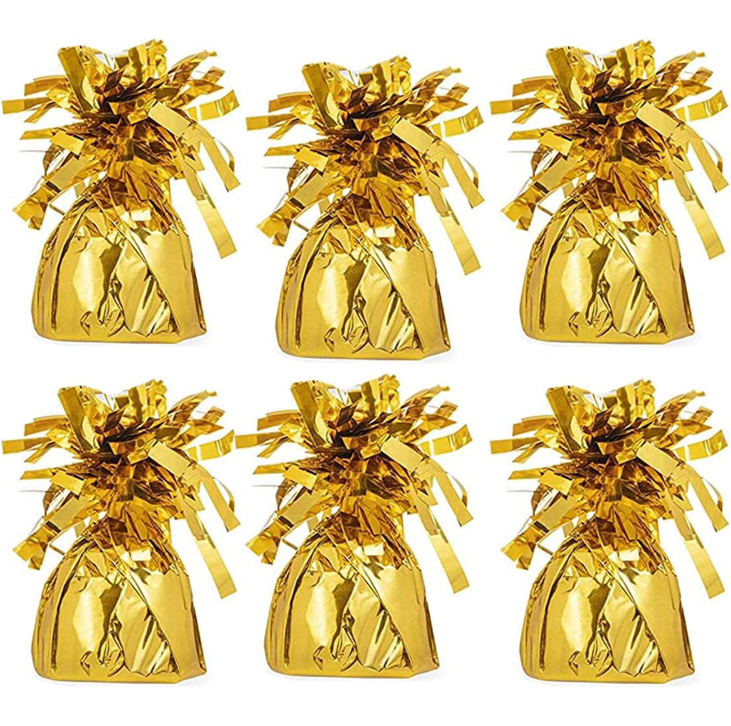 Chochkees gold balloon weights 6-pack add color and secure balloons for events.