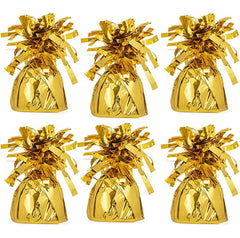 Chochkees gold balloon weights 6-pack add color and secure balloons for events.