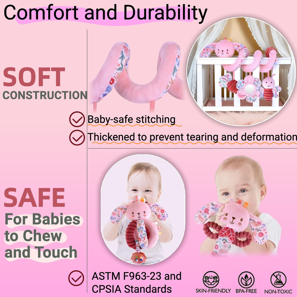 Chochumy soft hanging toy attachment for stroller and crib use.