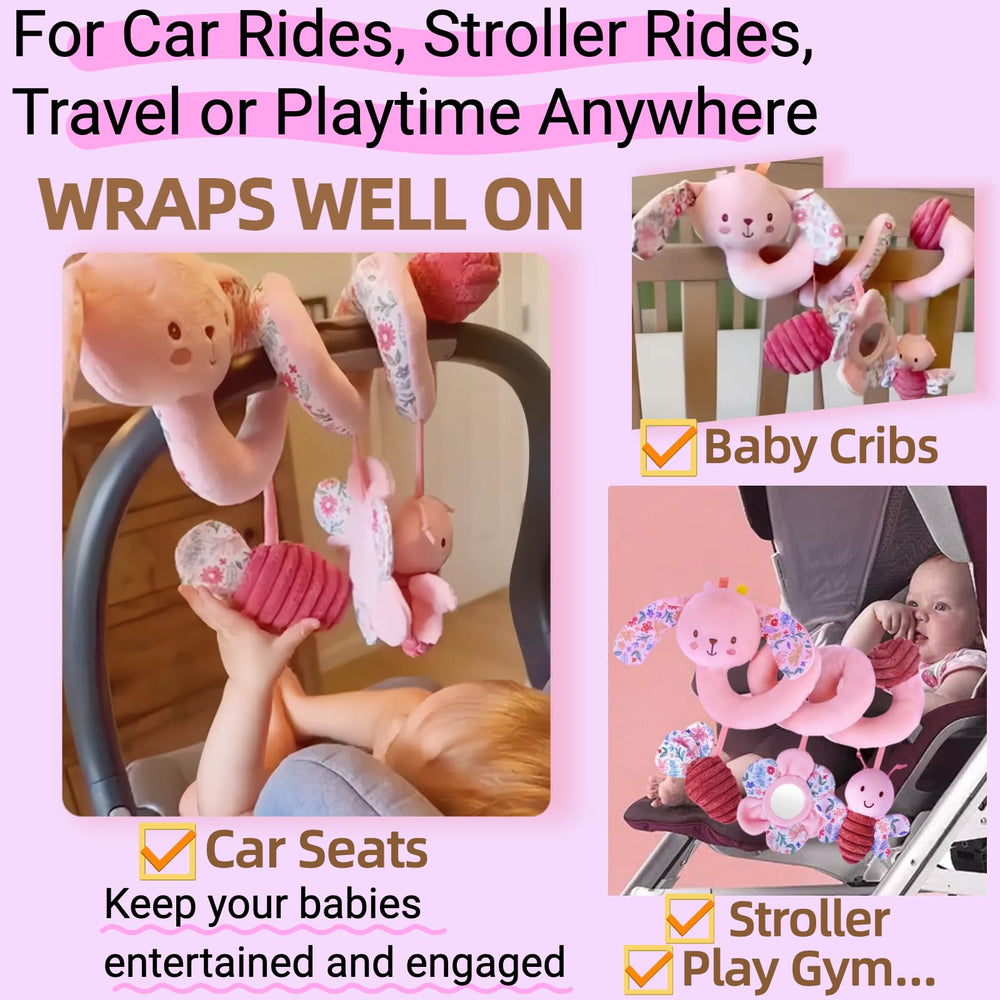 Chochumy Spiral Car Seat Toy bee, enhances early tracking with high-contrast visuals during play