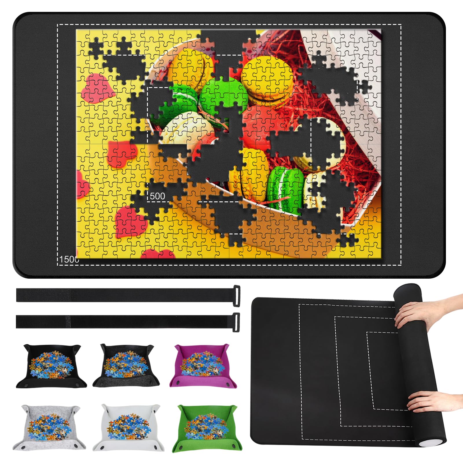CHODEYE Premium jigsaw mat 46x26 rolled for easy storage and a non-slip base.