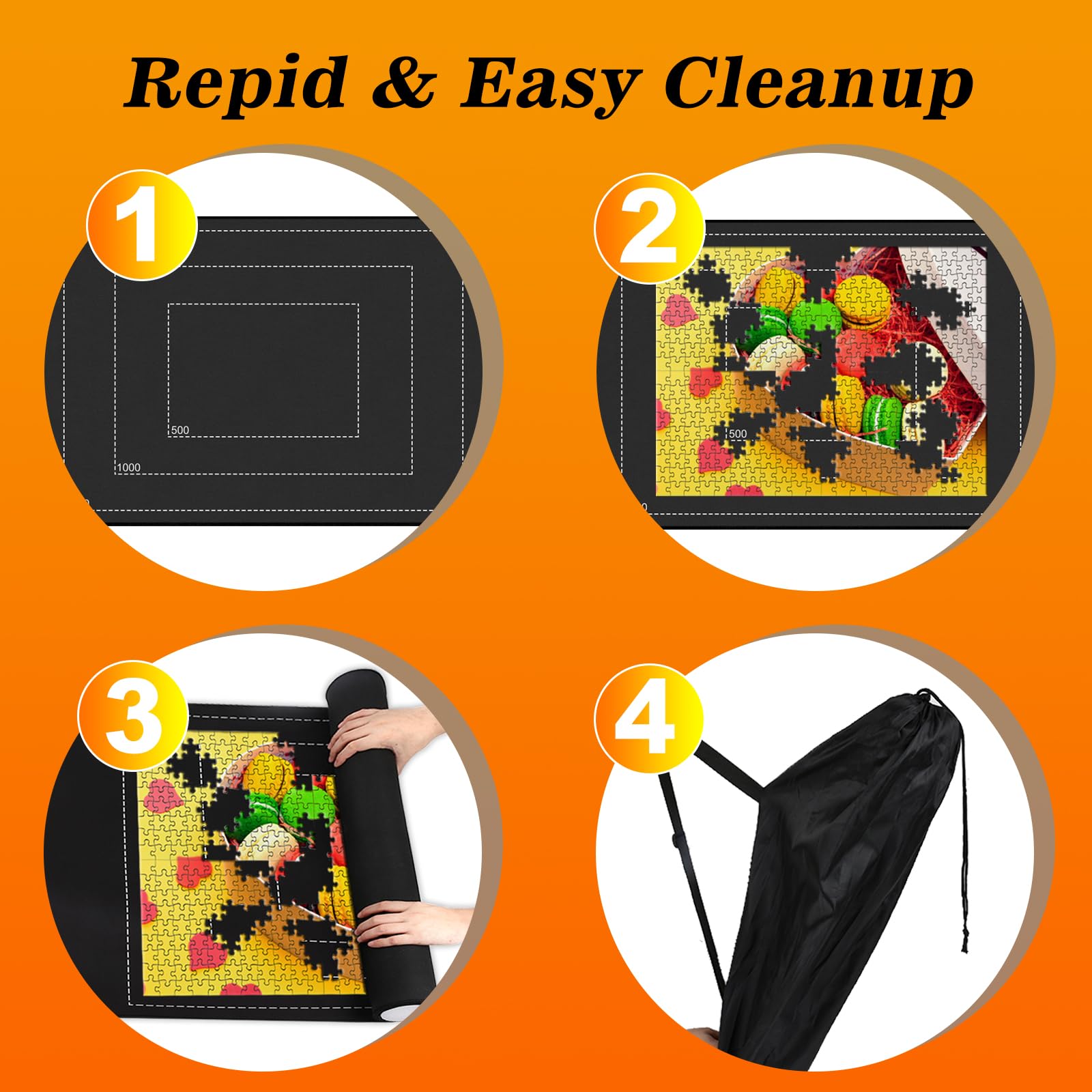 CHODEYE rolling tube with storage bag for portable puzzle setup.