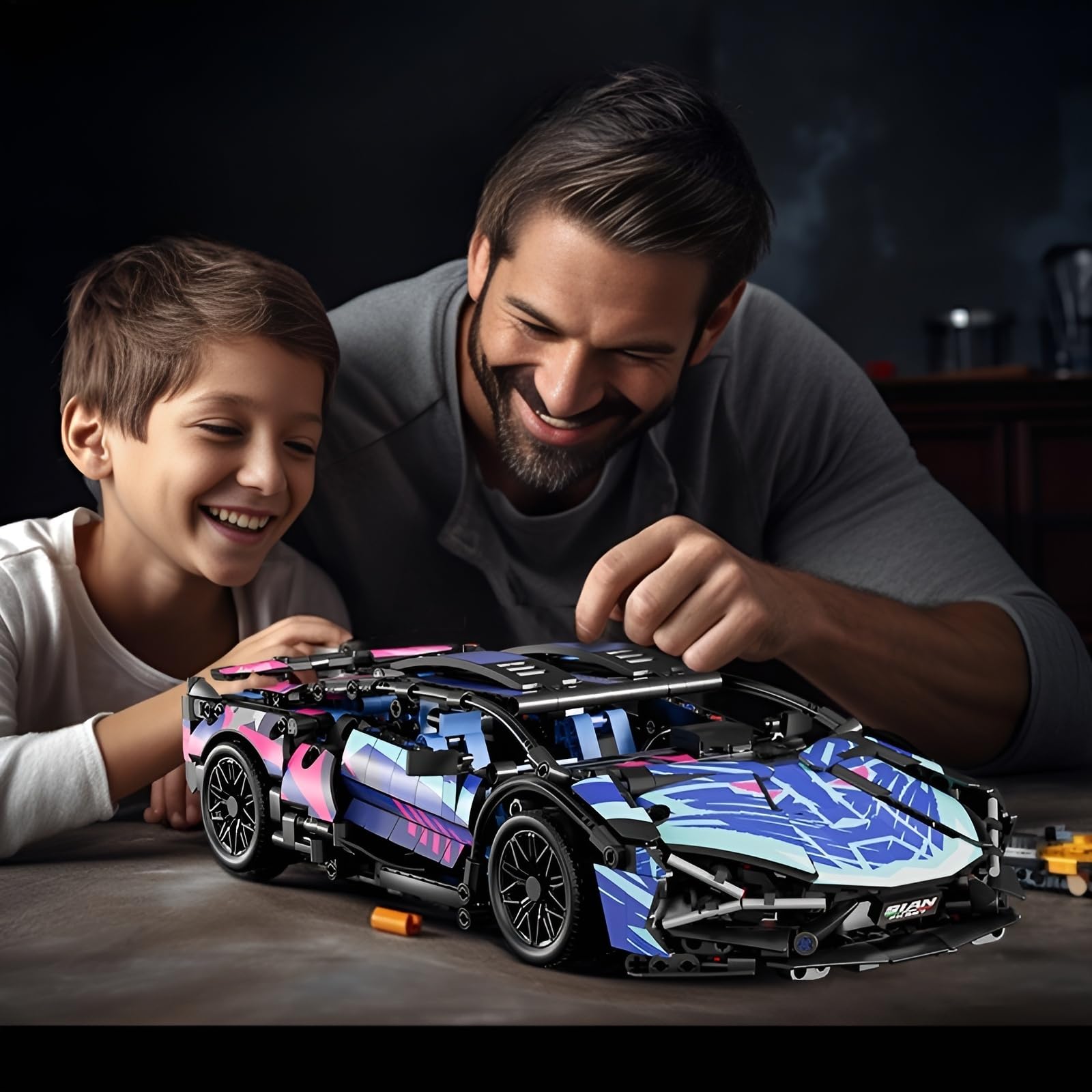 Chodia Sport Race Car 1:14 assembled model uses 806 PCS ABS plastic for safe construction.