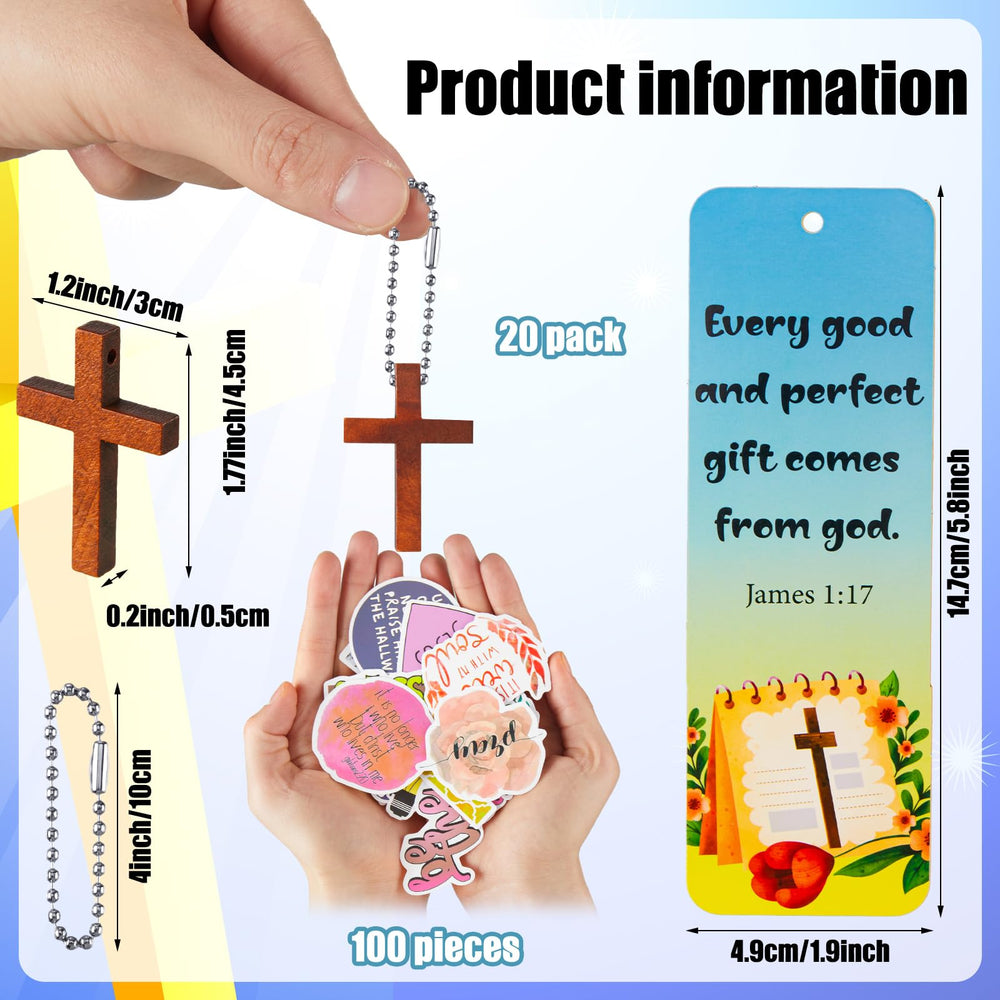 Cholemy wooden cross keychains with metal loop for easy attachment