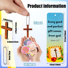 Cholemy wooden cross keychains with metal loop for easy attachment