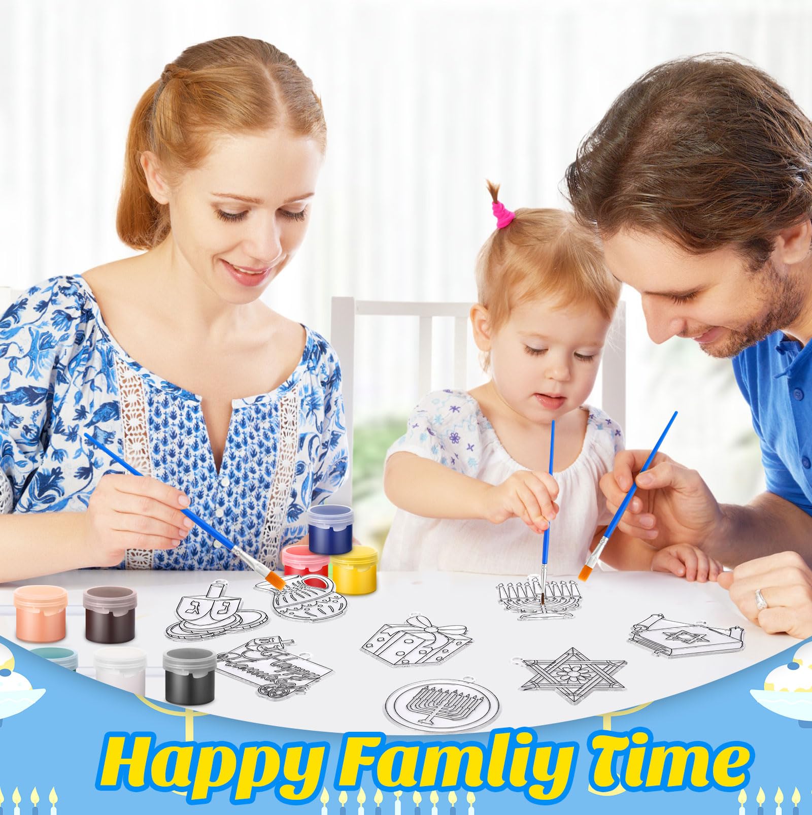 Cholemy Hanukkah paints set with 12 colors for vibrant DIY window art.