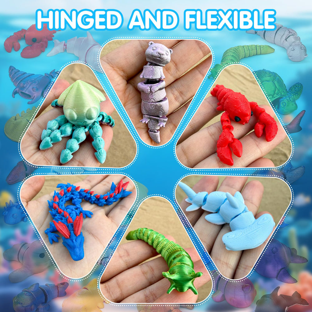CHolic 26Pcs Ocean Animals Set octopus figure flexible and articulated for desk fun