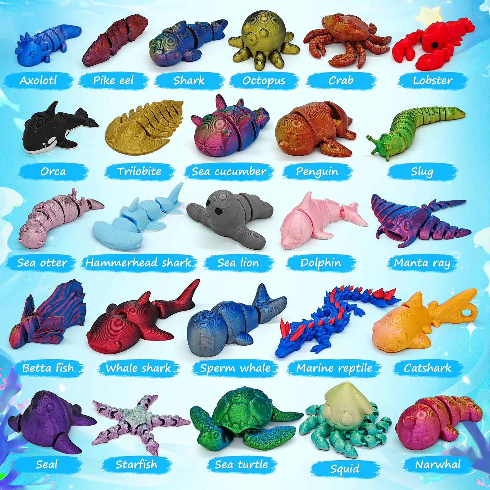 CHolic 26Pcs Ocean Animals Set shark figure ideal for displays and learning