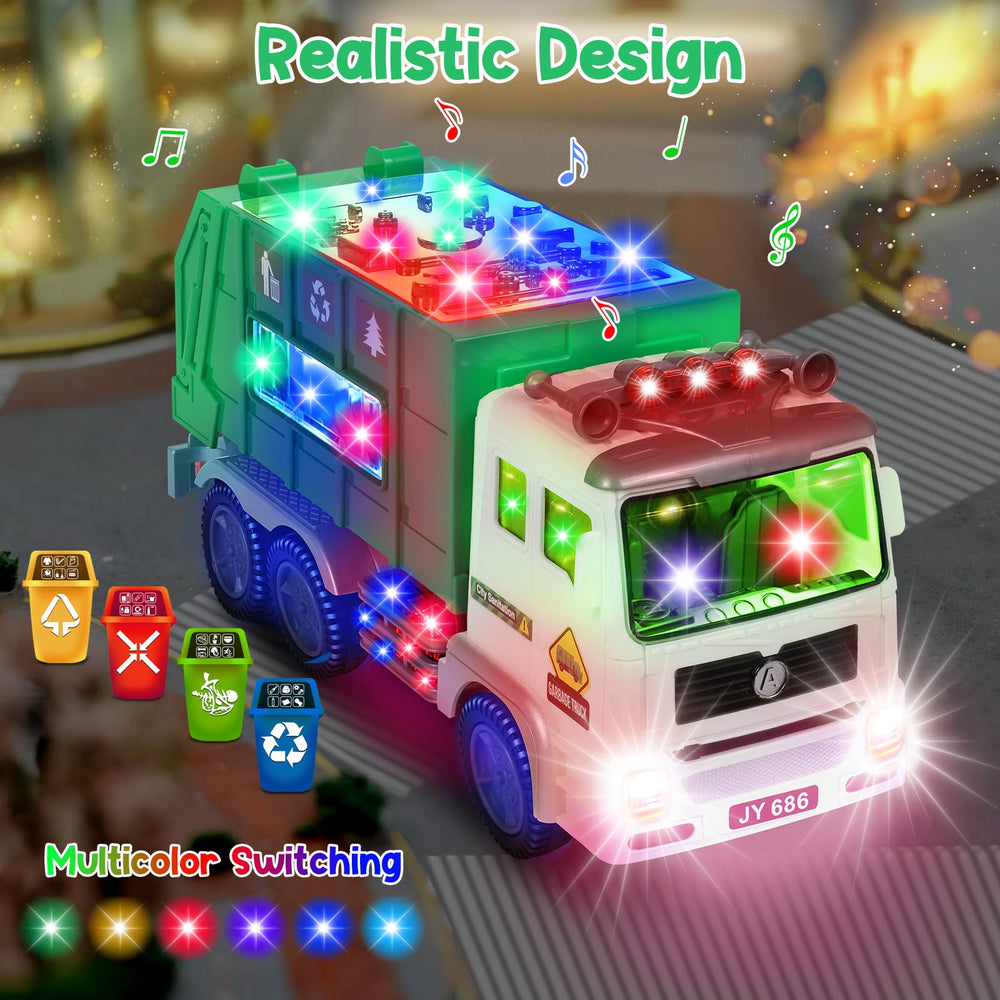 Choopheme garbage truck toy highlights obstacle avoidance for smooth play.