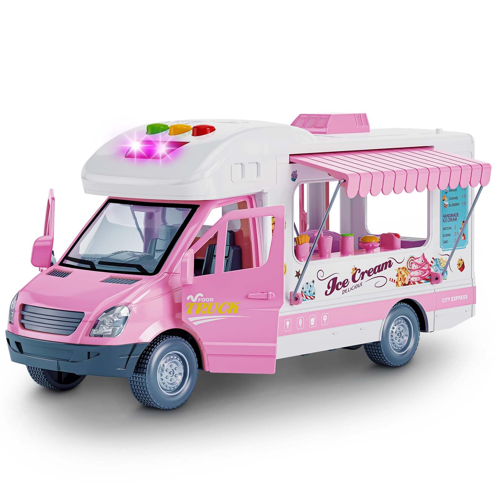 Choopheme ice cream truck toy front view shows engaging lights and sounds for toddlers.