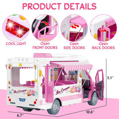 Choopheme ice cream truck toy lights and top buttons trigger fun sounds.