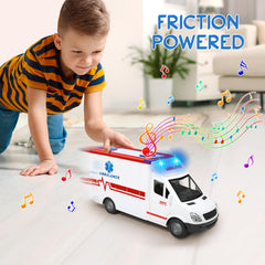 Choopheme ambulance with siren buttons and LEDs for dynamic play moments.