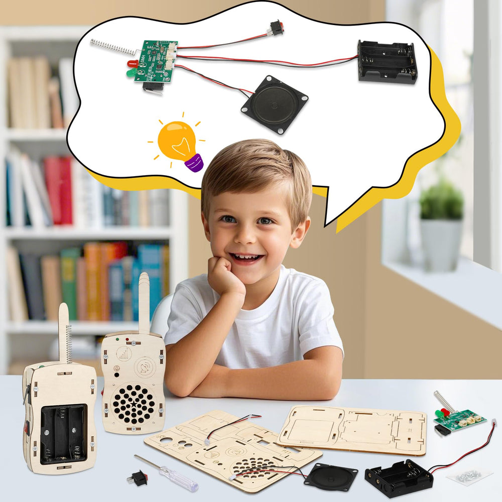 Choopheme kids test range outdoors with walkie talkies for real-time learning.