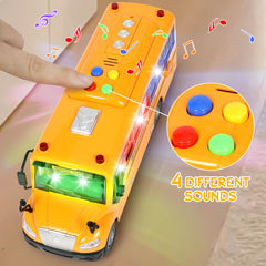 Choopheme Yellow School Bus top buttons scene showcasing interactive sounds for storytelling.