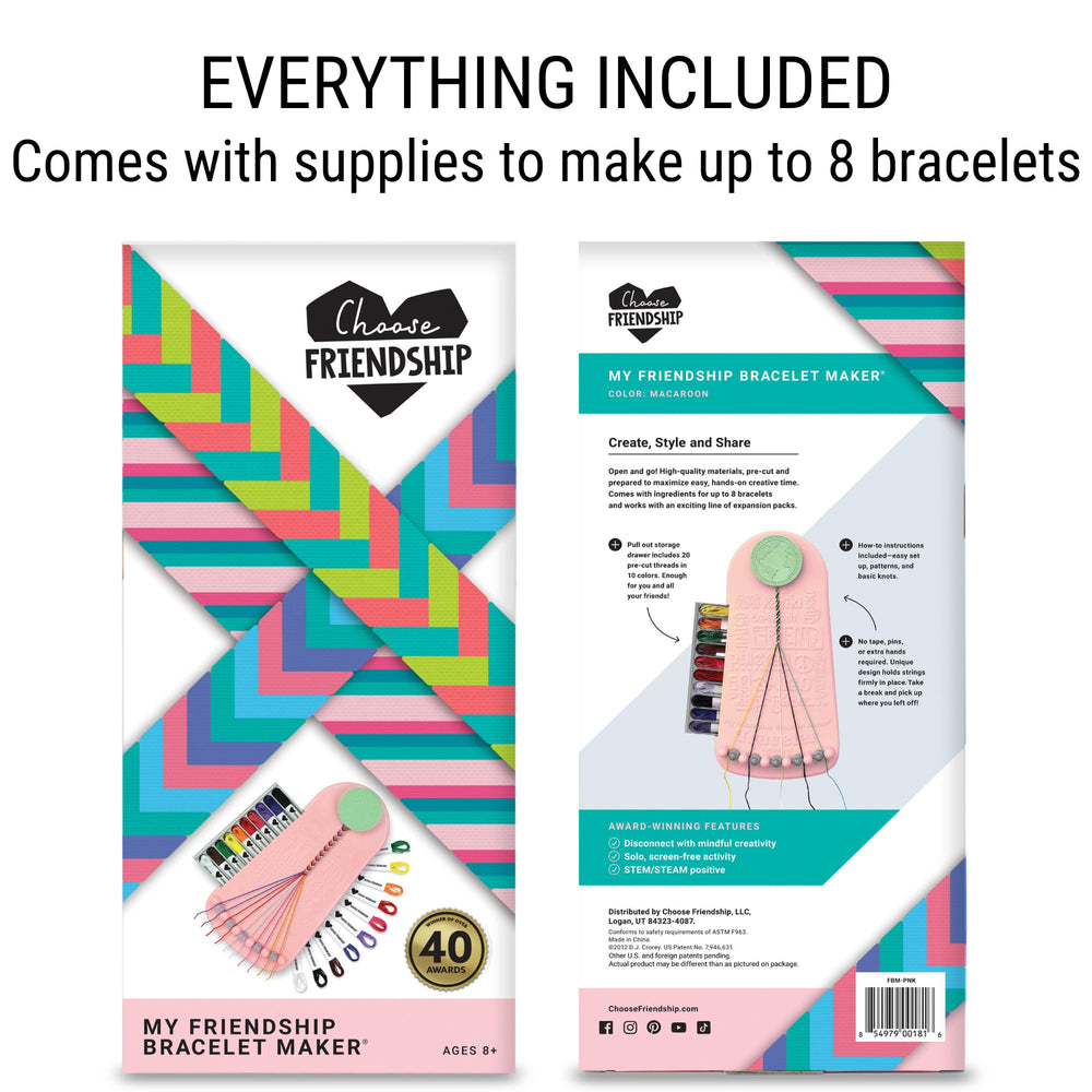 Bracelet kit built-in clip secures strands while crafting