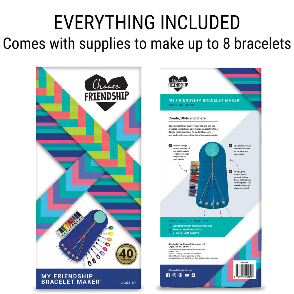 Choose Friendship thread spools highlight vibrant colors for eight bracelet ideas.