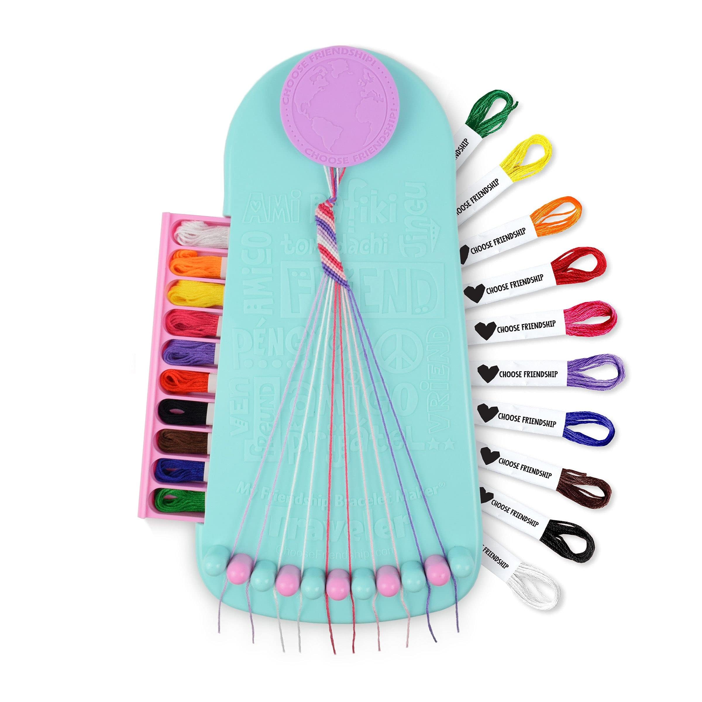 Choose Friendship bracelet maker kit open box showing included pieces for easy setup