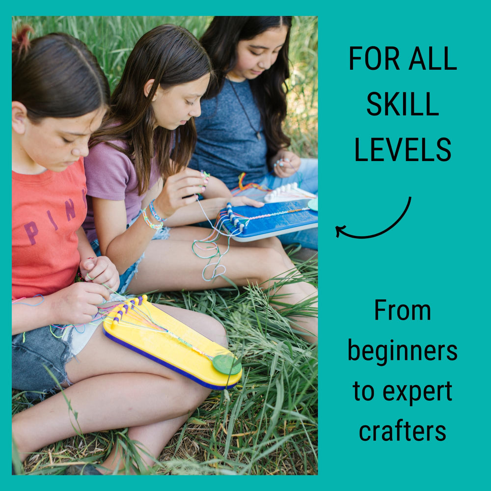 Portable loom with storage from the Macaroon kit for crafting anywhere