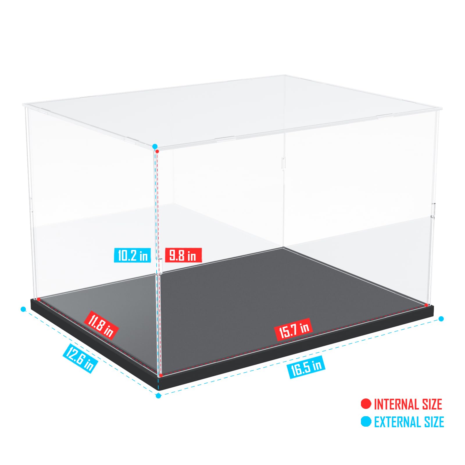 Choowin acrylic display case base, stackable design for layered displays.