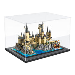 Choowin acrylic display case lid assembly view, keeps Hogwarts 76419 dust free.